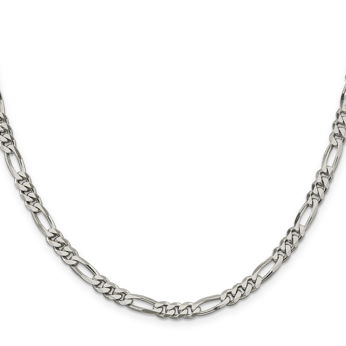 925 White Gold 5.5 mm Figaro Chain Necklace, Polished