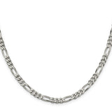 925 White Gold 5.5 mm Figaro Chain Necklace, Polished