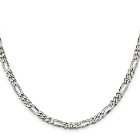 925 White Gold 5.5 mm Figaro Chain Necklace, Polished