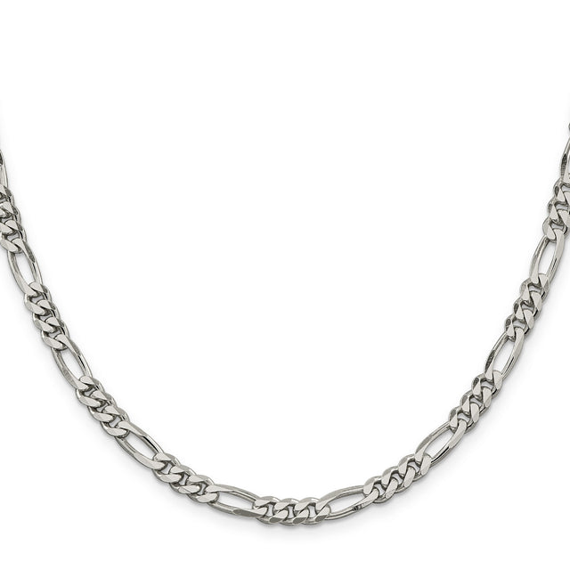 925 White Gold 5.5 mm Figaro Chain Necklace, Polished