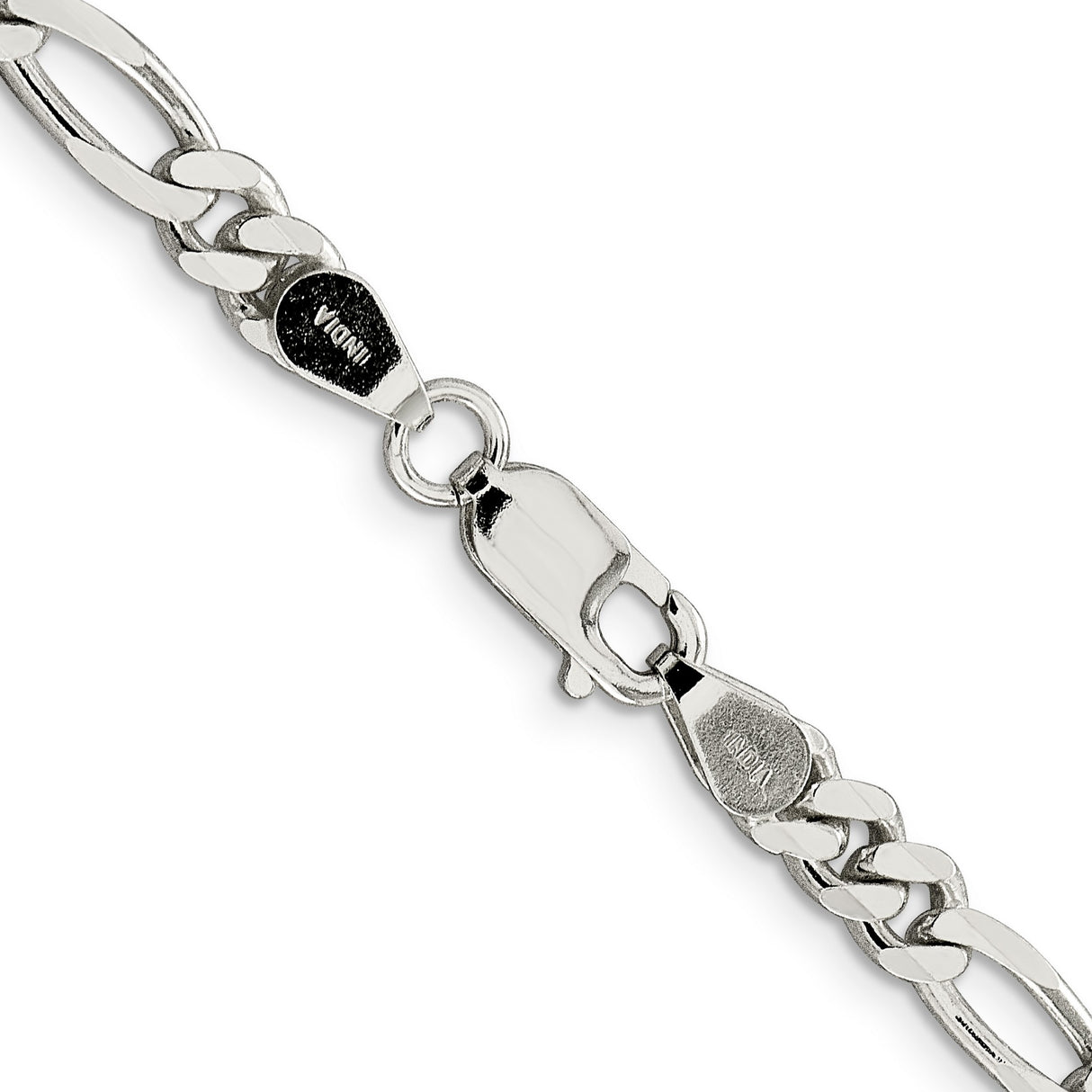925 White Gold 5.5 mm Figaro Chain Necklace, Polished alternate angle