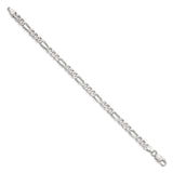 925 White Gold 5.5 mm Figaro Chain Anklet, Polished