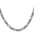 925 White Gold 5.5 mm Figaro Chain Necklace, Solid
