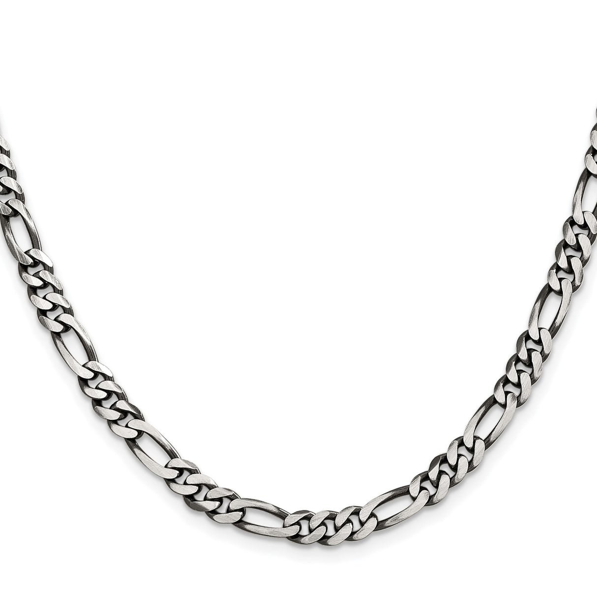 925 White Gold 5.5 mm Figaro Chain Necklace, Solid