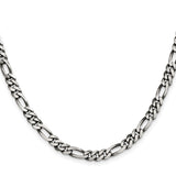 925 White Gold 5.5 mm Figaro Chain Necklace, Solid