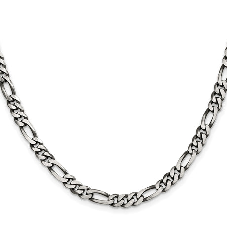 925 White Gold 5.5 mm Figaro Chain Necklace, Solid