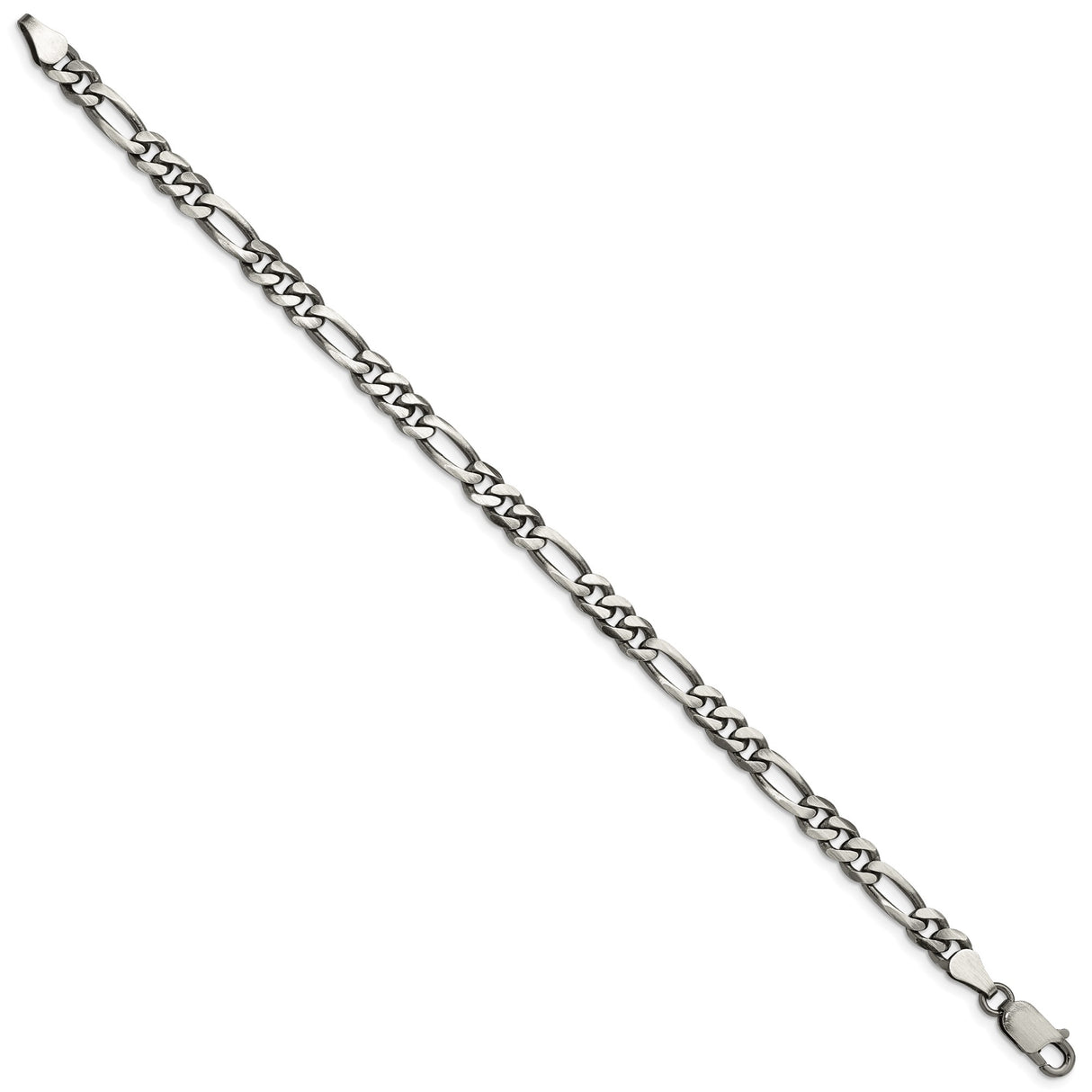 925 White Gold 5.5 mm Figaro Chain Anklet, Solid