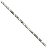 925 White Gold 5.5 mm Figaro Chain Anklet, Solid