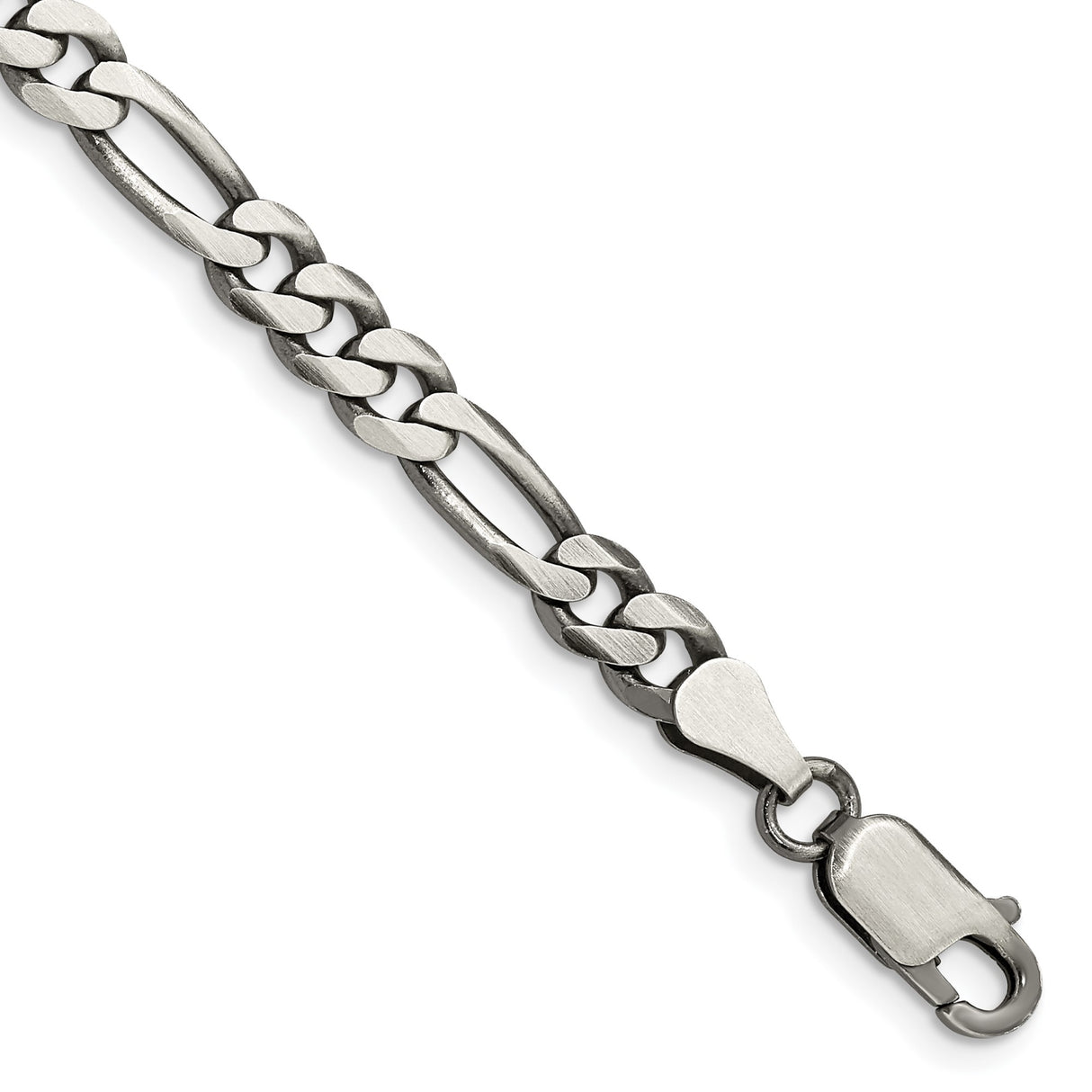 925 White Gold 5.5 mm Figaro Chain Anklet, Solid shown for scale