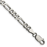 925 White Gold 5.5 mm Figaro Chain Anklet, Solid shown for scale