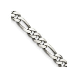 925 White Gold 5.5 mm Figaro Chain Necklace, Solid detail view