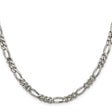 925 White Gold 5.25 mm Figaro Chain Necklace, Polished