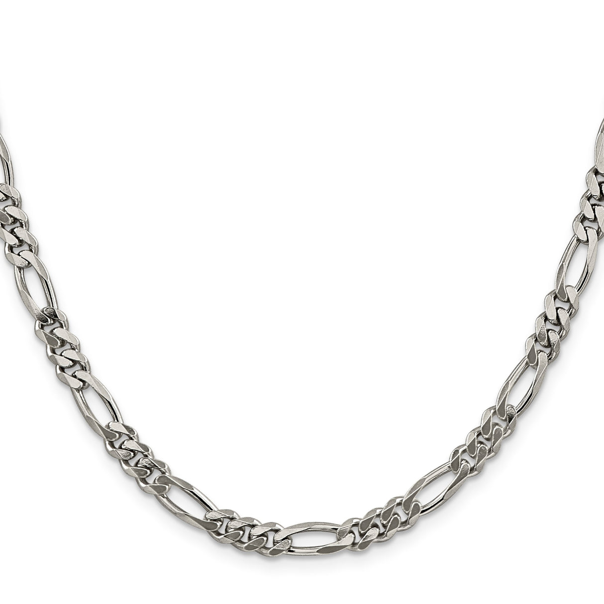 925 White Gold 5.25 mm Figaro Chain Necklace, Polished