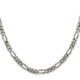 925 White Gold 5.25 mm Figaro Chain Necklace, Polished