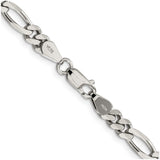 925 White Gold 5.25 mm Figaro Chain Necklace, Polished alternate angle