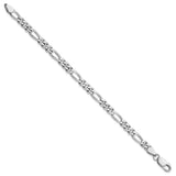 925 White Gold 5.25 mm Figaro Chain Bracelet, Polished