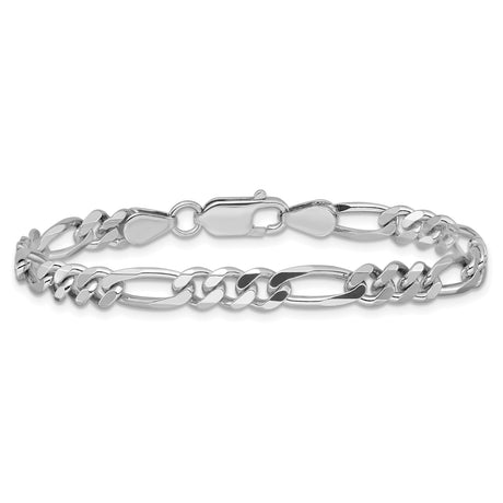 925 White Gold 5.25 mm Figaro Chain Anklet, Polished alternate angle