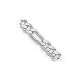 925 White Gold 5.25 mm Figaro Chain Necklace, Polished detail view