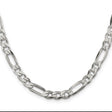 925 White Gold 6.75 mm Figaro Chain Necklace, Polished