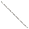 925 White Gold 6.75 mm Figaro Chain Anklet, Polished