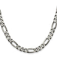 925 White Gold 6.5 mm Figaro Chain Necklace, Solid