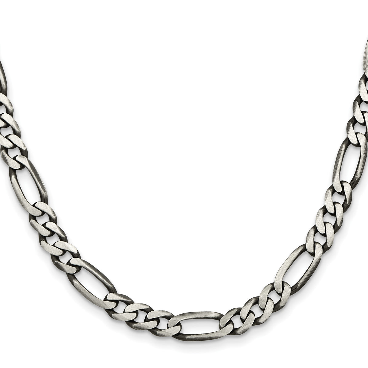 925 White Gold 6.5 mm Figaro Chain Necklace, Solid