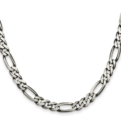 925 White Gold 6.5 mm Figaro Chain Necklace, Solid