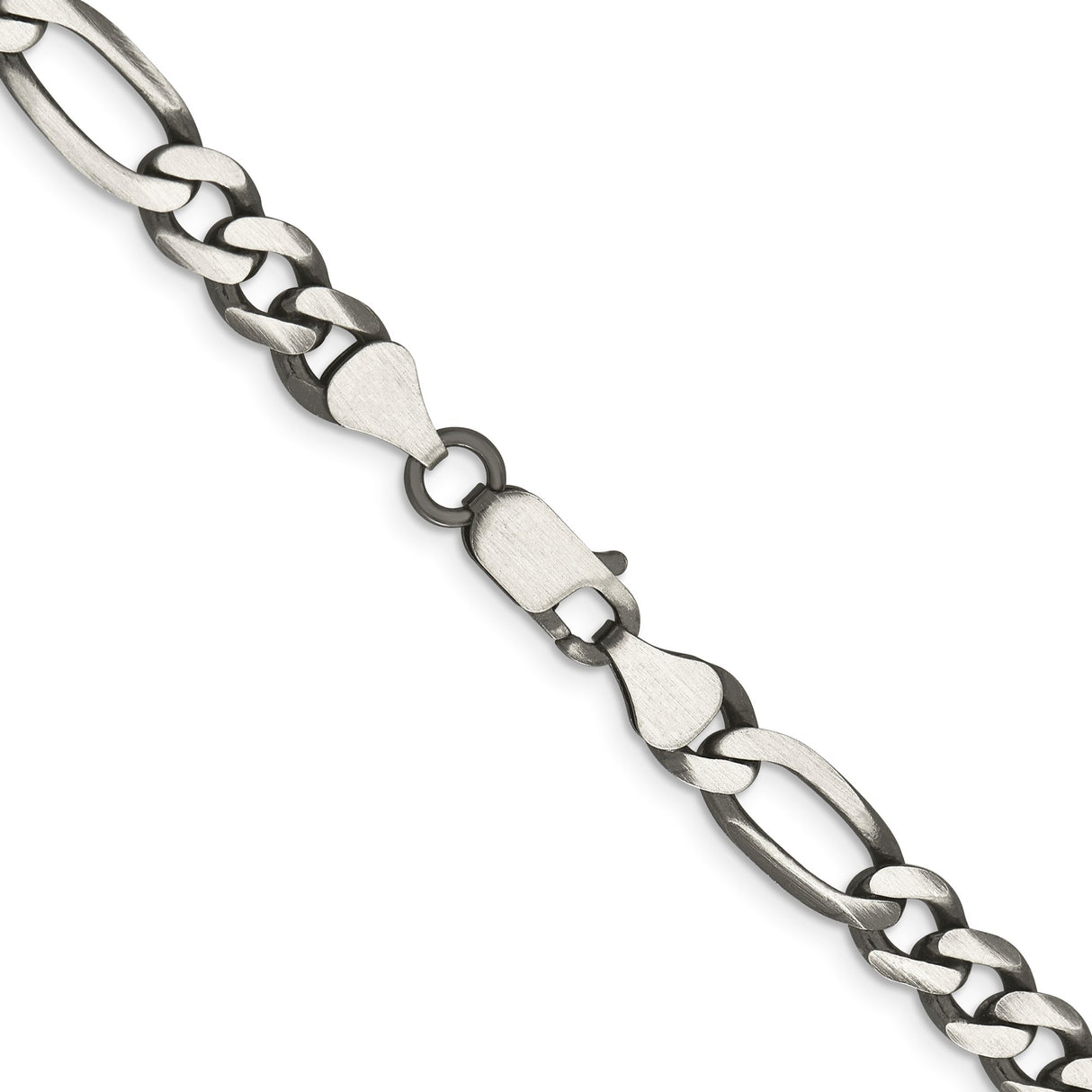925 White Gold 6.5 mm Figaro Chain Necklace, Solid alternate angle