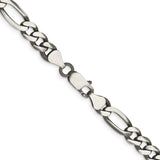 925 White Gold 6.5 mm Figaro Chain Necklace, Solid alternate angle