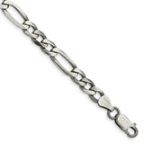 925 White Gold 6.5 mm Figaro Chain Anklet, Solid shown for scale
