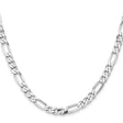 925 White Gold 6.5 mm Figaro Chain Necklace, Polished
