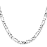 925 White Gold 6.5 mm Figaro Chain Necklace, Polished