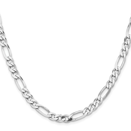 925 White Gold 6.5 mm Figaro Chain Necklace, Polished
