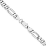 925 White Gold 6.5 mm Figaro Chain Necklace, Polished alternate angle