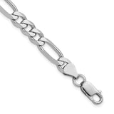 925 White Gold 6.5 mm Figaro Chain Anklet, Polished shown for scale