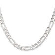 925 White Gold 7.5 mm Figaro Chain Necklace, Polished
