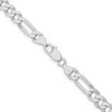 925 White Gold 7.5 mm Figaro Chain Necklace, Polished alternate angle