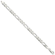 925 White Gold 7.5 mm Figaro Chain Anklet, Polished