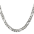925 White Gold 7.5 mm Figaro Chain Necklace, Solid