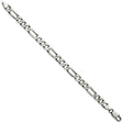925 White Gold 7.5 mm Figaro Chain Anklet, Solid