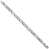 925 White Gold 7.5 mm Figaro Chain Anklet, Solid