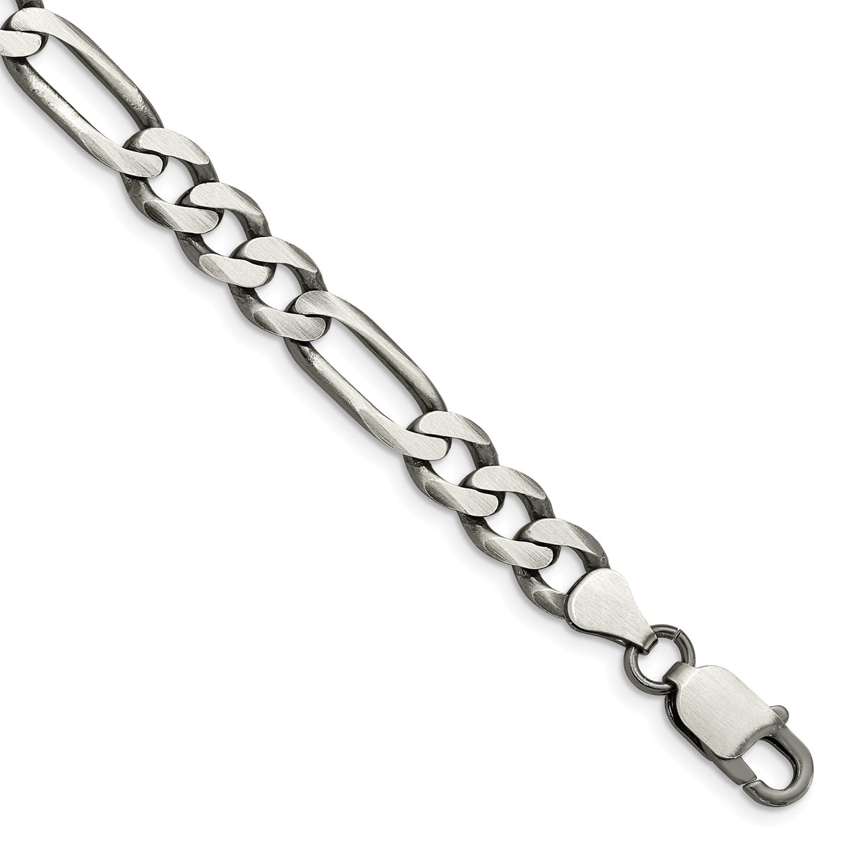 925 White Gold 7.5 mm Figaro Chain Anklet, Solid shown for scale