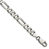 925 White Gold 7.5 mm Figaro Chain Anklet, Solid shown for scale