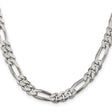 925 White Gold 8 mm Figaro Chain Necklace, Polished