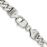 925 White Gold 8 mm Figaro Chain Necklace, Polished alternate angle