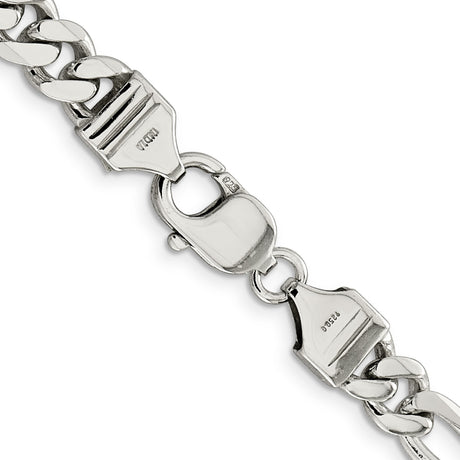 925 White Gold 8 mm Figaro Chain Necklace, Polished alternate angle