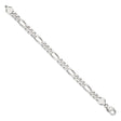 925 White Gold 8 mm Figaro Chain Anklet, Polished