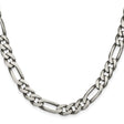 925 White Gold 7.75 mm Figaro Chain Necklace, Solid