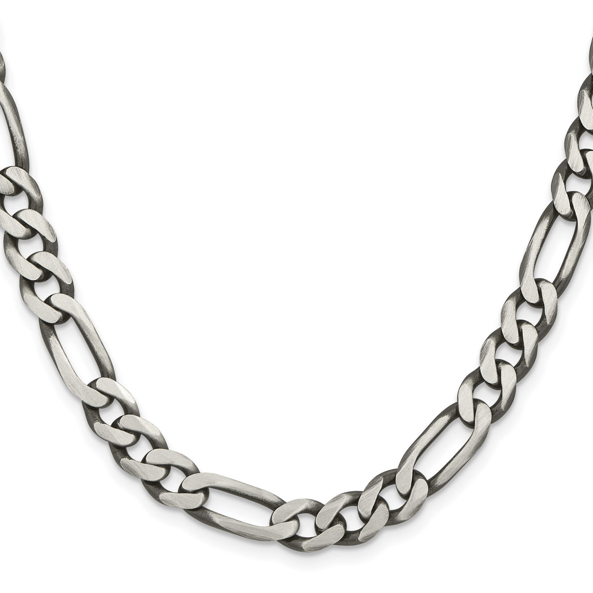 925 White Gold 7.75 mm Figaro Chain Necklace, Solid