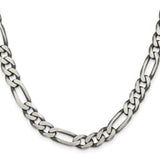 925 White Gold 7.75 mm Figaro Chain Necklace, Solid